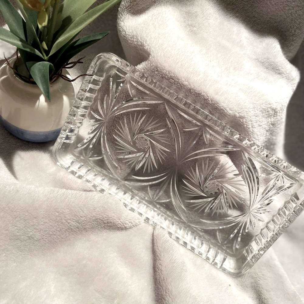 🌺VINTAGE LAUSITZER CRYSTAL TRAY🌺